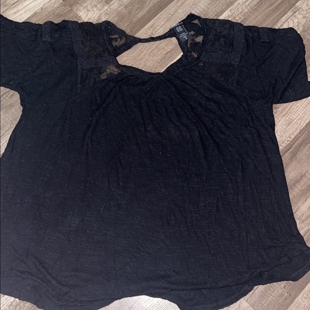 Torrid black short top with partially open back